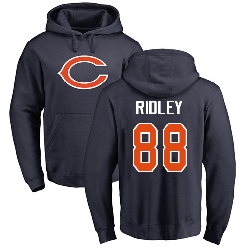 Chicago Bears Men Navy Blue Riley Ridley Name and Number Logo NFL Football #88 Pullover Hoodie Sweatshirts